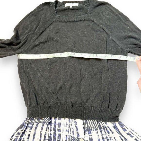 Parker Liff Black Abstract Shirt Tail Sweater Combo Silk Sweater Women’s Size XS - Picture 9 of 10